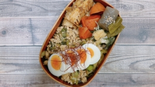 鶏ひき肉の餃子丼風弁当